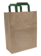 Graspapieren zak bruin - met groen hengsel 220+100x280mm