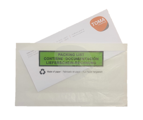 Paklijst-enveloppen pergamijn papier "blokprint groen”